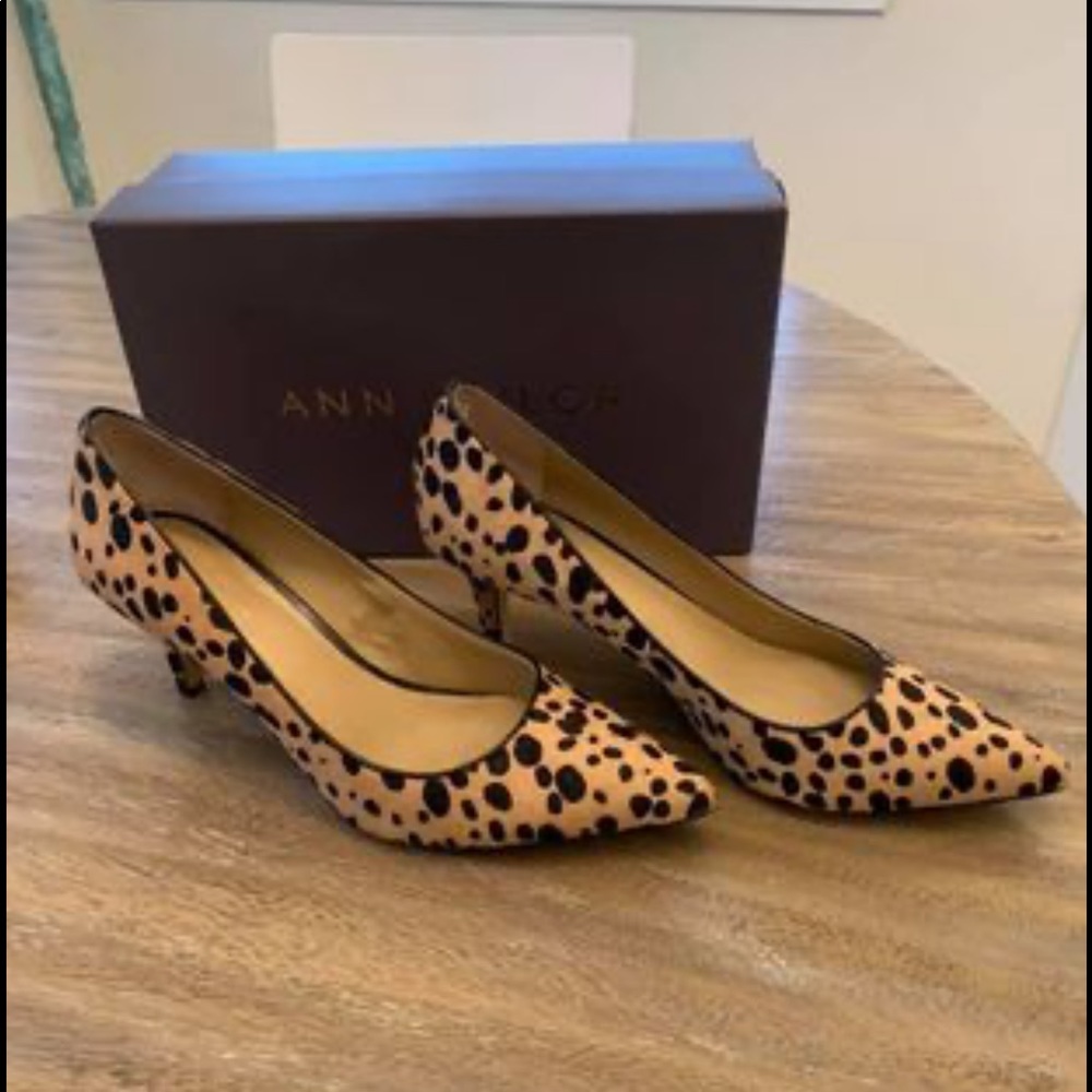 Ann Taylor animal print calf hair heels